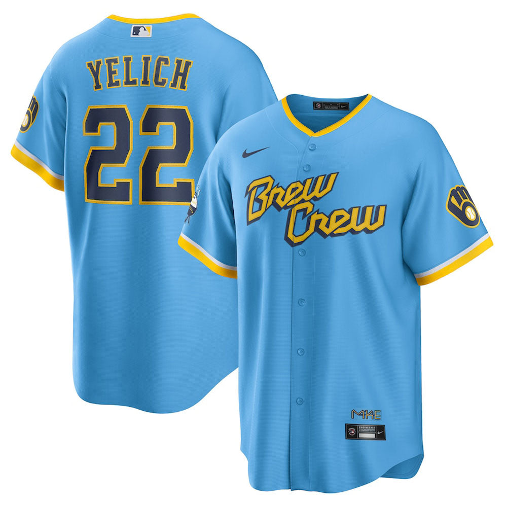 Men's Milwaukee Brewers Christian Yelich City Connect Replica Jersey - Powder Blue