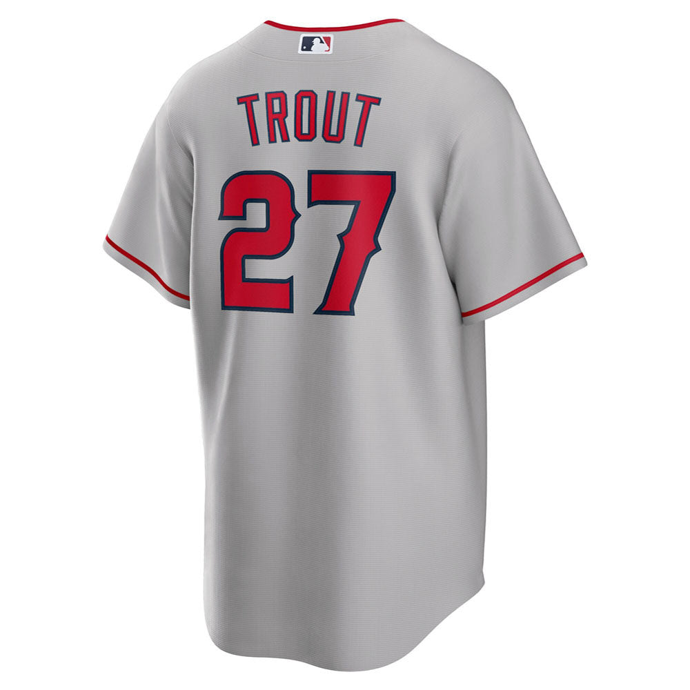 Men's Los Angeles Angels Mike Trout Road Player Name Jersey - Silver
